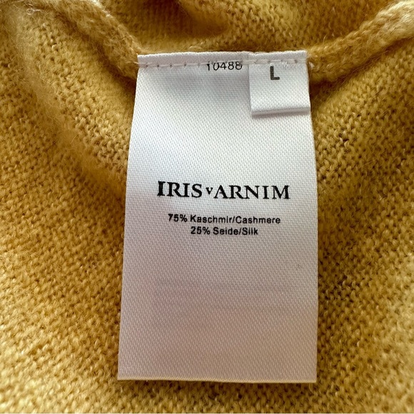 New Iris Von Arnim Cashmere Silk Yellow Crew Neck Sweater - Picture 9 of 11